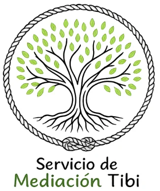 Logotipo del Servicio de Mediación Tibi: un árbol con raíces dentro de un círculo de cuerda anudada